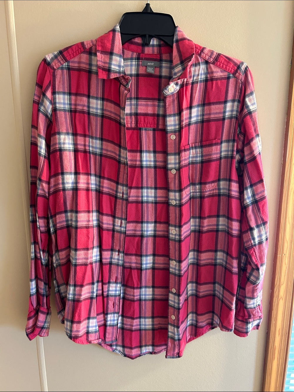 aerie Pink Plaid Button-Down Shirt
